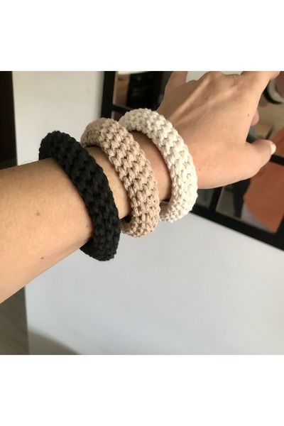 By G Tasarım Wool Knitted Bracelet Set of 3