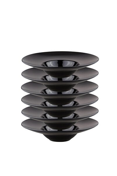 Culinaro Set 6 farfurii gourmet portelan Pro Black 30cm neagra