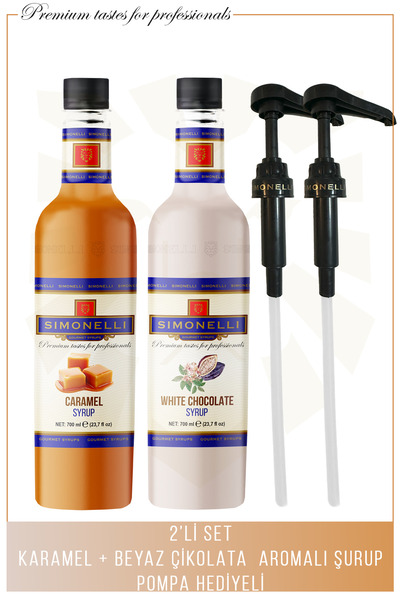 Simonelli Kahve Şurubu Karamel Aromalı Beyaz Çikolata Aromalı 700 ml Pompa Hediyeli