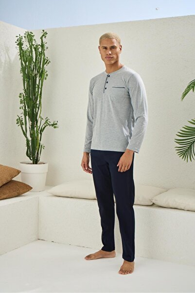 KLY PİJAMA طقم بيجامة رجالي KLY 5048 مصنوع من القطن 100٪ مع شورت وثوب نوم، مج...