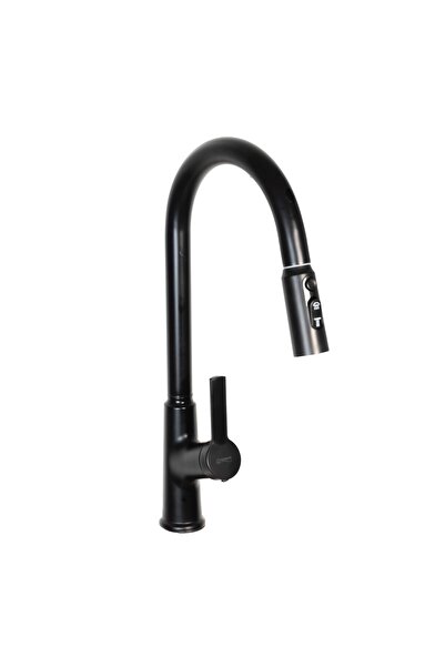 Trendy's Μπαταρία κουζίνας με αισθητήρα, συρόμενη κεφαλή ντους, μαύρη, TRENDY'S