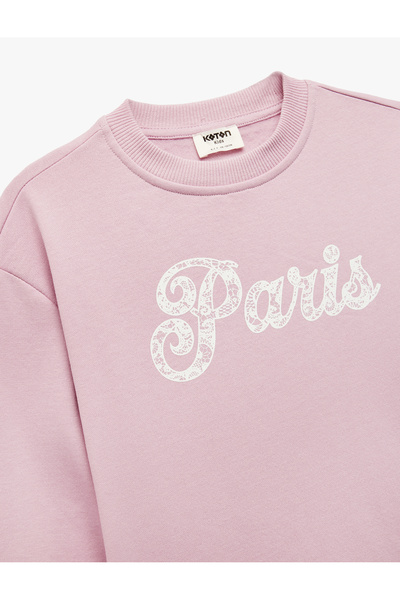 Koton Pamuklu Uzun Kollu Bisiklet Yaka Baskılı Sweatshirt