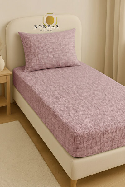 Boreas Home طقم ملاءة سرير وغطاء وسادة مطاطي فردي من بيكسل ليلك رانفورس (100×200)