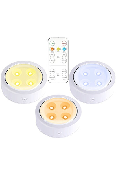 Flippy Set de 3 Lampi Led Flippy, Fara Fir, Cu Baterii, 3 Culori de Lumina, cu Telecomanda, din Plastic, Al