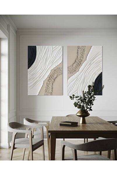 VENGA CONCEPT Dokulu Tablo 3 Boyutlu Tablo Alçı Tablo İskandinav Tablo Minimalist Tablo El Yapımı Tablo Doku Sanat