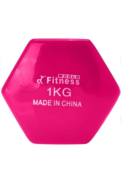 Fitness World 1kg Vinyl Dumbbell Pink