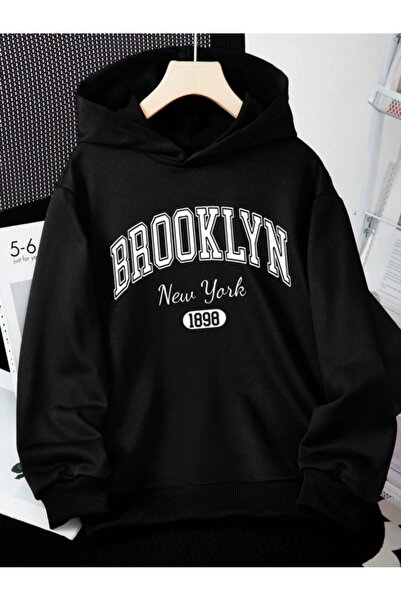 AFROGİYİM Φούτερ με κουκούλα με στάμπα Unisex Brooklyn με 2 κλωστές