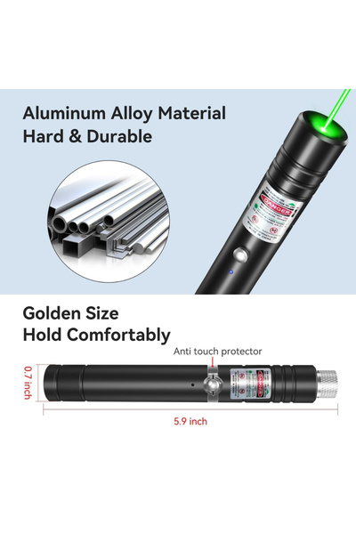 StartONTeam Indicator laser verde profesional cu rază lungă de acțiune, spectacol de lumini, reîncărcabil, USB, albastru