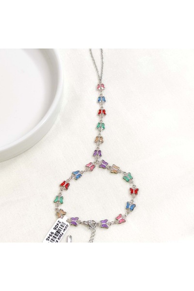 Güler Yüzlü Silver Steel Color Butterfly Shammeran Gold - White