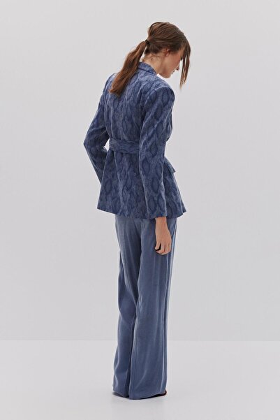 Shn LYOCELL YILAN DESENLİ CEKET PANTOLON TAKIM