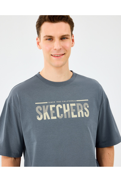 SKECHERS M Heavy Fabric T-Shirt Erkek Gri Tshirt S2520120-3998