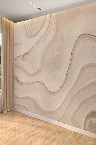 dreamwall Bej Oniks Dalga Desenli Tekstil Duvar Kağıdı