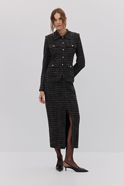 Shn 4 CEPLİ EKOSE BLAZER ETEK TAKIM