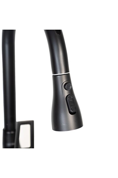 Trendy's Μπαταρία κουζίνας με αισθητήρα, συρόμενη κεφαλή ντους, μαύρη, TRENDY'S