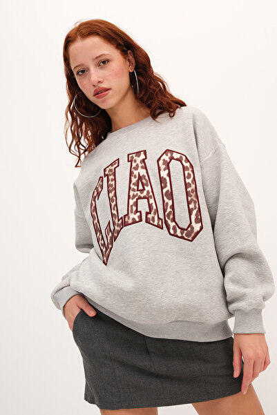 Addax Ciao Embroidered Raised Sweatshirt S00855