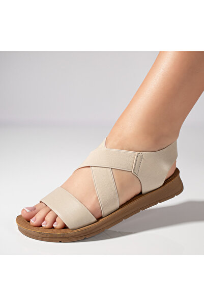 Modlet.ro Women's beige flat-sole sandals MOD11343