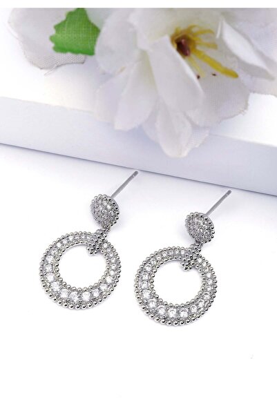 Avant-Garde Paris Cercei circulari cu pandantiv de culoare argintie