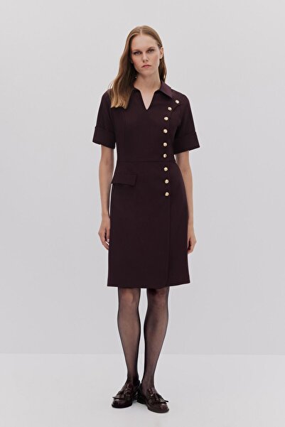 Shn ÖNÜ ÇAKMA DETAYLI MANŞETLİ ELBİSE