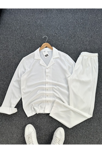 tetramoda Османська тканина з підкладкою, стандартний крій, чоловічий комплект з сорочки з довгими рукавами та брюк, 2 предмети