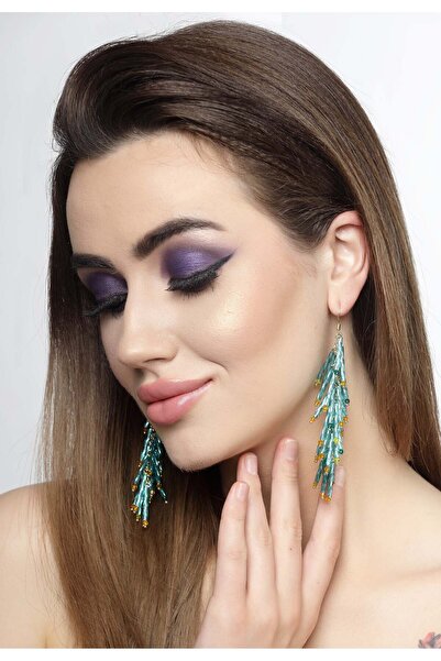 Avant-Garde Paris Cercei cu ciucuri și mărgele albastre