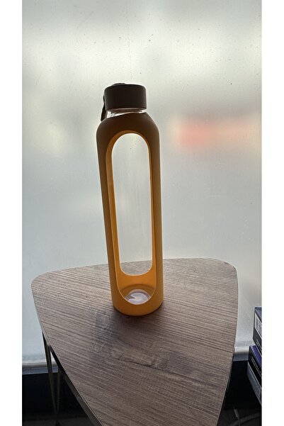 MİMOZA PARK 1 Liter Borosilicate Glass Flask Bamboo Vacuum Lid Water Bottle Drinking Bottle