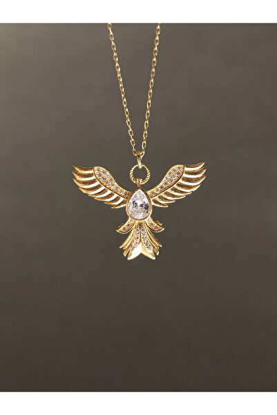 TREND Anka Kuşu Kolye, Gümüş Taşlı Kuş Kolye , Altın Uçan Kuş Kadın Kolye