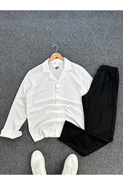 tetramoda Османська тканина з підкладкою, стандартний крій, чоловічий комплект з сорочки з довгими рукавами та брюк, 2 предмети