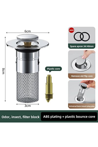 Choice1 سدادة تسرب حوض الغسيل البلاستيكية، قطعة واحدة، مانعة للرائحة من الفول...
