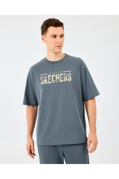 SKECHERS M Heavy Fabric T-Shirt Erkek Gri Tshirt S2520120-3998