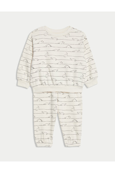 Marks & Spencer 2 Parça Pamuklu Dino Temalı Üst ve Alt Takım