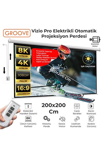 Groove Vizio Pro 200x200cm Blackout Işık Geçirmez Elektrikli Otomatik Kumanda...