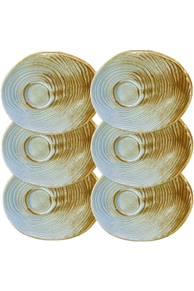 Culinaro Set 6 farfurii portelan tip desert pentru cesti de 100/200ml RIVER, 21,5x17,5xh2cm