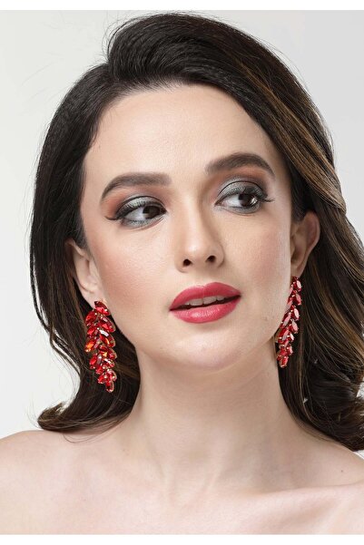 Avant-Garde Paris Red Leaf-Shaped Drop Earrings