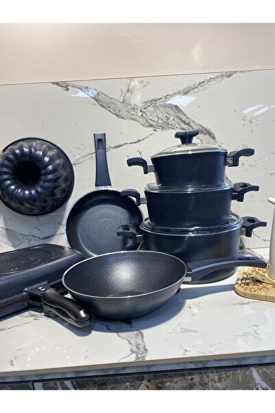 Elvira Granit 9 Piece Cookware Set-Dark Blue