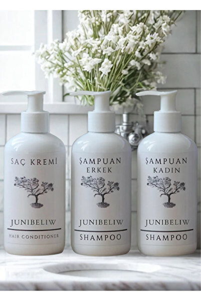 junibeliw 3lü Set Beyaz Plastik Şişe BOŞ Erkek Şampuan Kadın Şampuan Saç Krem...