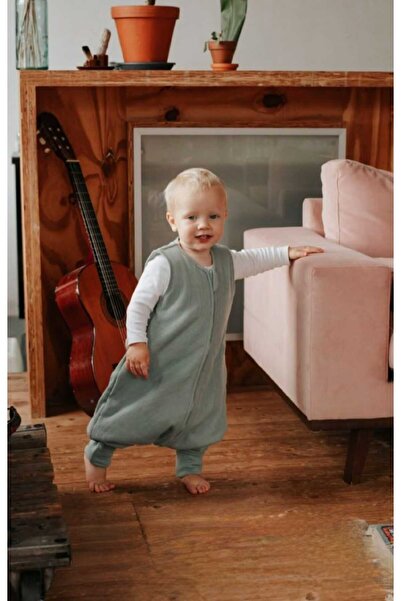 PAMUK HANIM Winter 2.5 Tog Footed Booties Sleep Sack for Girls and Boys with Zipper, Sleeveless / Sea Green