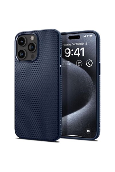 Spigen Carcasă mată Liquid Air pentru Apple iPhone 15 Pro, Elite Armor U525 - Bleumarin