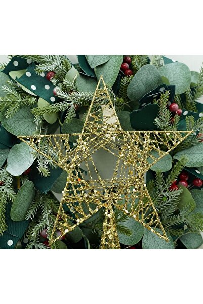 Flippy Διακοσμητική κορυφή χριστουγεννιάτικου δέντρου, Χρυσή, σε σχήμα αστεριού, τυλιγμένη, Πλαστική/Μεταλλική, 20x28 εκ.,