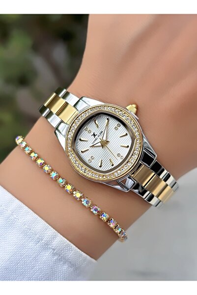 Daniel Klein Orijinal Kadın Kol Saati Su Geçirmez Gold Gümüş Renk Çelik Kordon Bileklik Hediyeli DKB917C1