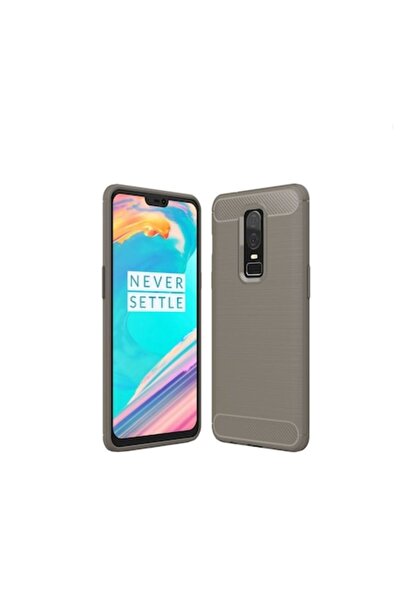 SOHO Husă de telefon compatibilă cu OnePlus 6, silicon cu inserții de carbon, gri
