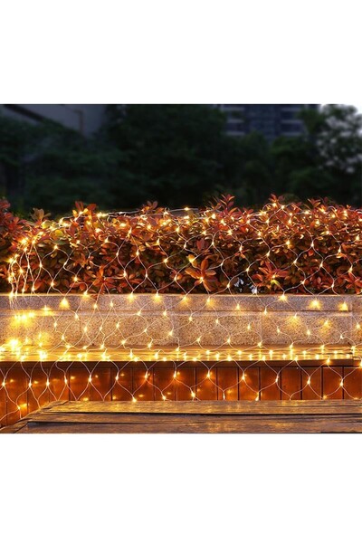 Flippy Christmas Installation, Net Type, 15 m x 2 m, 1200 LEDs, Warm White, 8 Light Modes, Remote-Controlle