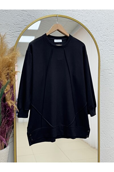 BENAHOLL تونيك دورونا بخيوط مزدوجة وأزرار جانبية - ZN4878 أسود