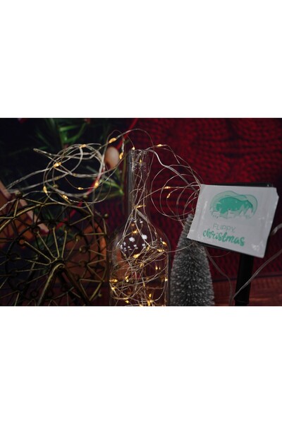 Flippy Christmas Lights, 10 meters, 100 LEDs, warm white, solar-powered, copper wire, linear, indoor/outdoo