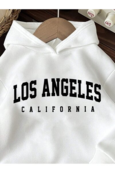 AFROGİYİM Φούτερ με κουκούλα με στάμπα Los Angeles με 2 κλωστές