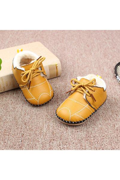 Superbaby Pantofiori galben mustar imblaniti pentru bebelusi