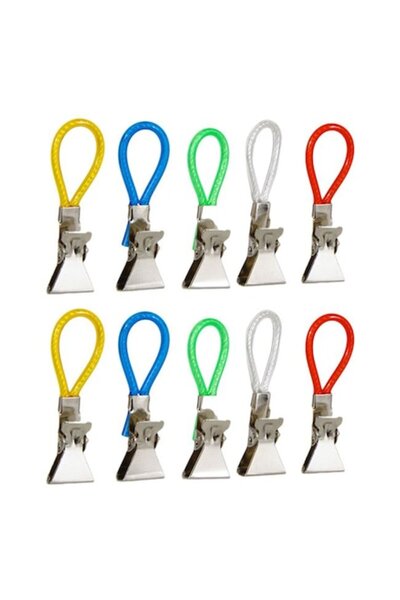 SOHO Colored hanger clips with bar attachment, anti-rust, 10 pieces, Multicolor