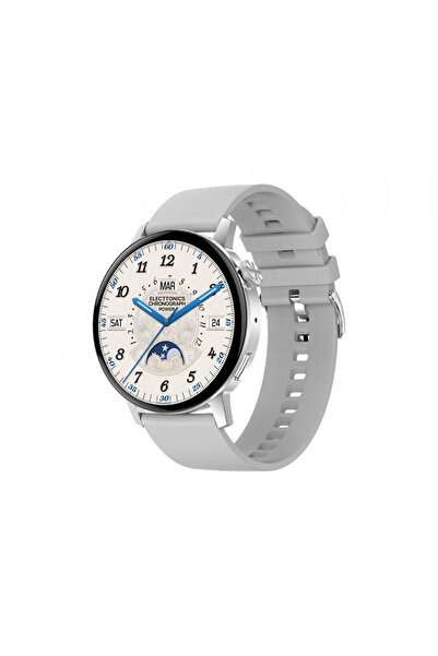 Cyclop Ceas smartwatch DT3 mini, 1.19 inch IPS HD, multi sport, curea silicon gri si piele gri, argintiu