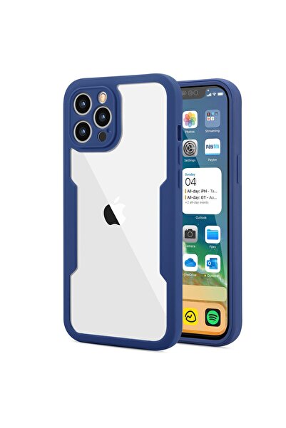 Flippy Max Defence Case for iPhone 12 Pro Max - Blue Bumper, Double Transparent Front, Full 360° Protectio
