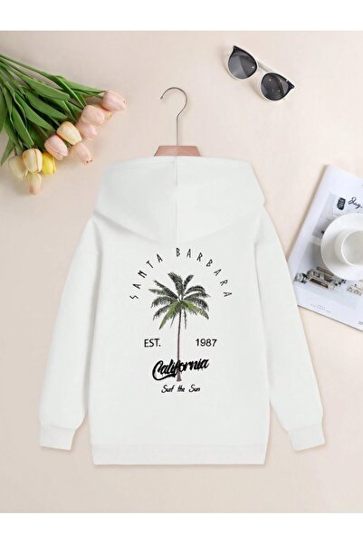 AFROGİYİM Φούτερ με κουκούλα με στάμπα California Palm με 2 κλωστές