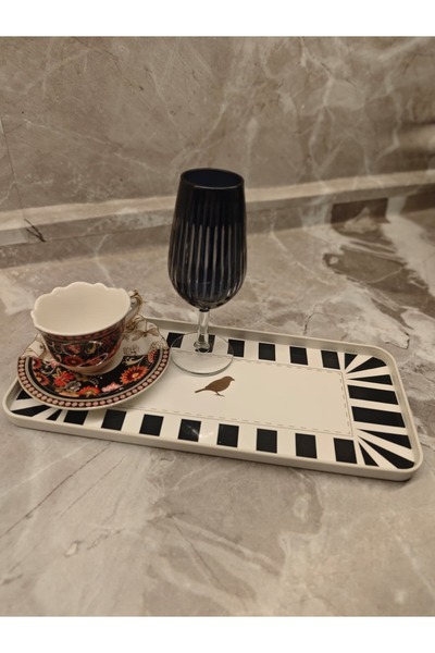 ENAVM KUŞLU MİNİ KAHVE SUNUM TEPSİSİ DİKDÖRTGEN 30 CM
